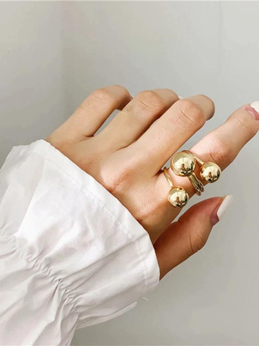 Lory 3 Ball  Gold statement design gorgeous Ring -  Sz  7   Women Jewelry